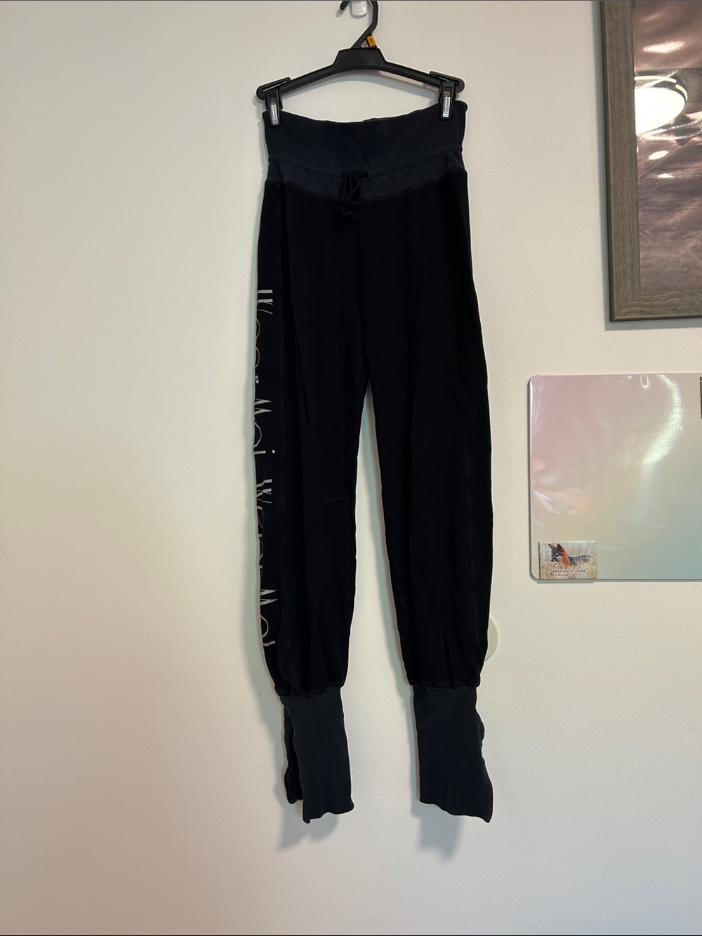 Wear Moi Black High-Waist Lounge Pants with Side Script S